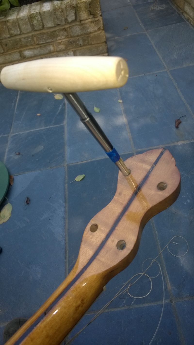 halfway through reaming banjo tuner hole