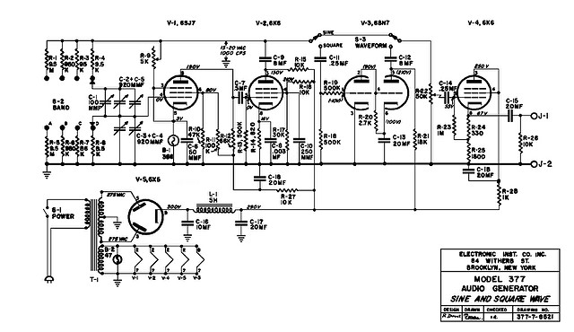 schematic newly remastered EICO 377 Audio Generator Instruction Manual 