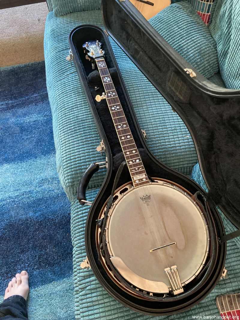 Prucha Legend Hearts and flowers banjo for sale with original case UK