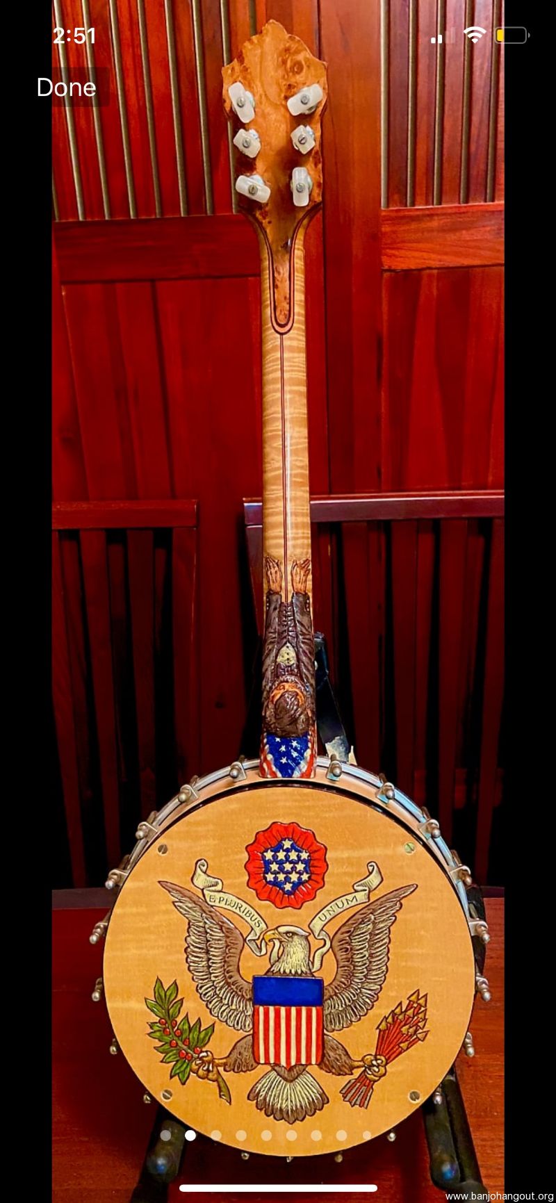 Dale Small Custom Resonator Banjo 1998 Stars and Stripes Used Banjo For Sale at