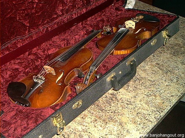 sold arched top double fiddle case banjo hangout