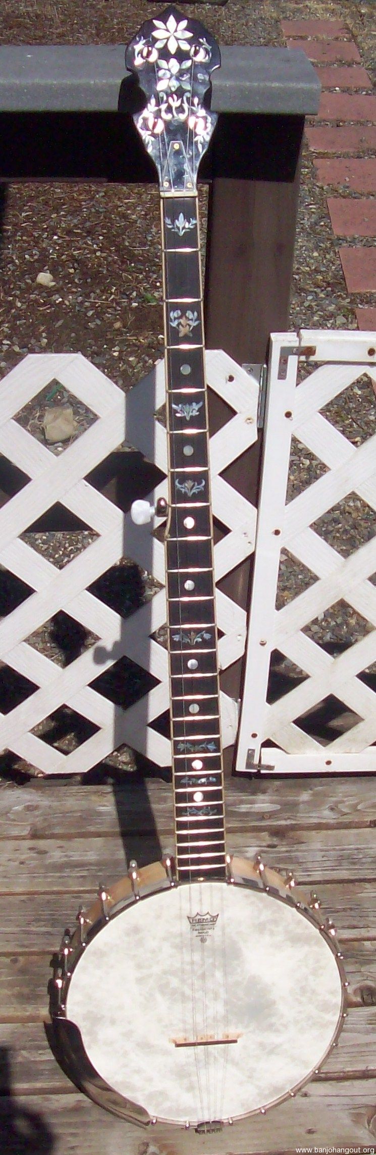 Long Neck Banjo with a Rolled Brass Tone Ring for right and left handed