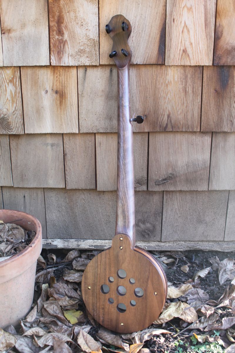Sale PENDING Mountain banjo by Nate Calkins, Fretless, Walnut Used Banjo For Sale at