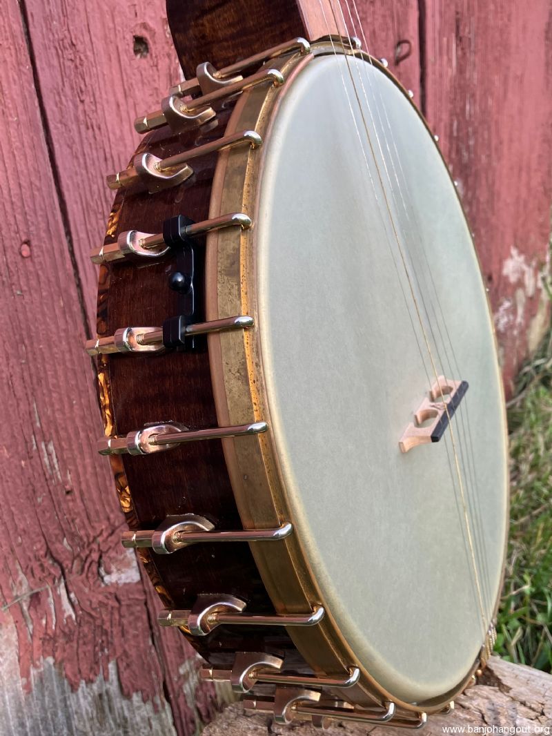 Banjos 12" Pot, Rolled Brass Ring, Choice Woods, Classy Inlay