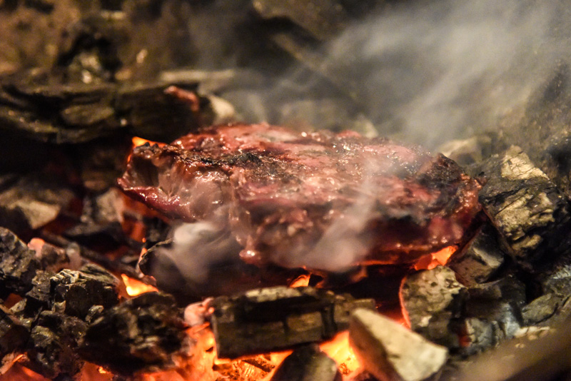 Steak on coals