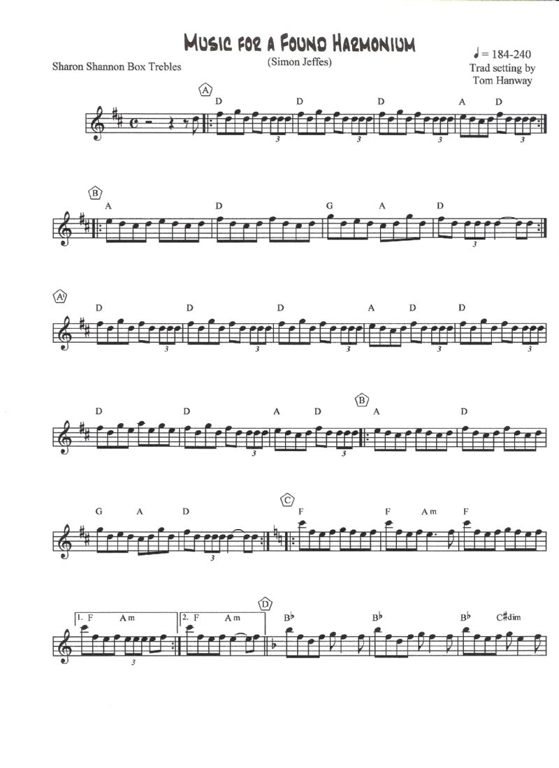 Music for a Found Harmonium (standard trebles), p. 1 Tom Hanway's