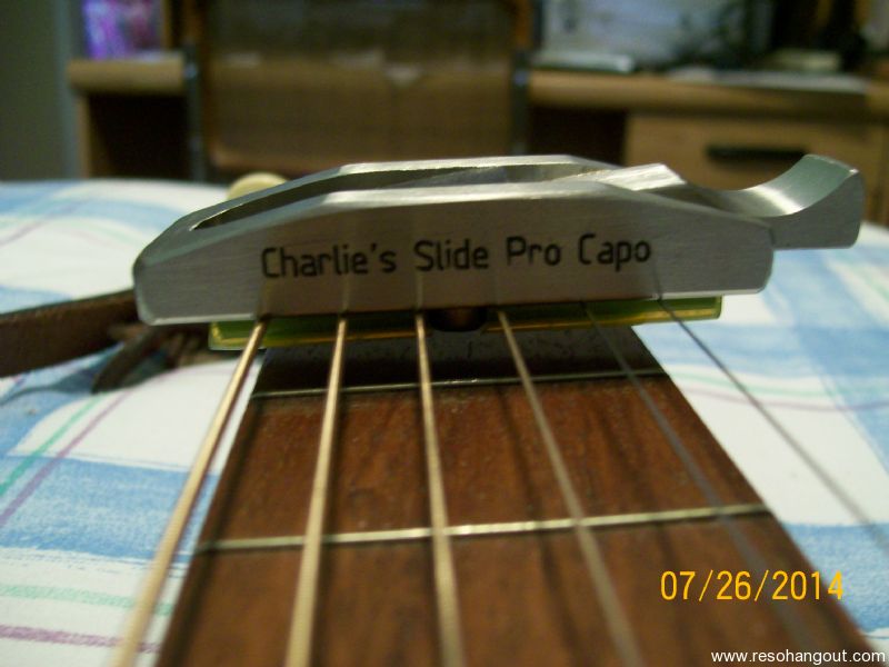 SOLD "Charlie's slide pro capo" for dobro(resonator) guitar Reso Hangout